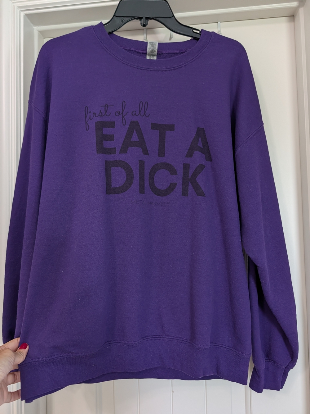 Gildan Purple Graphic Crewneck Sweatshirt - Bold Front Text